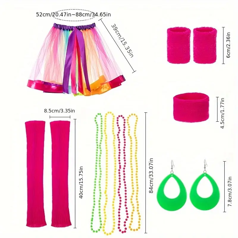 Kit d’accessoires vintage femme années 80 – gants résille, bijoux, lunettes – Image 3