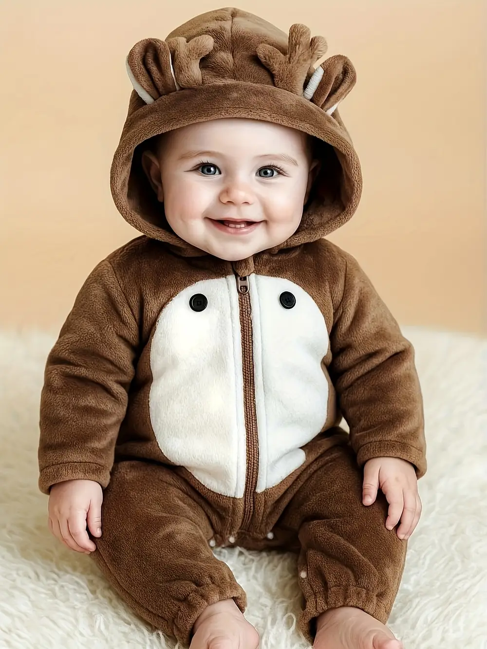 Barboteuse bébé à capuche avec oreilles 3D – motif animal doux et ludique