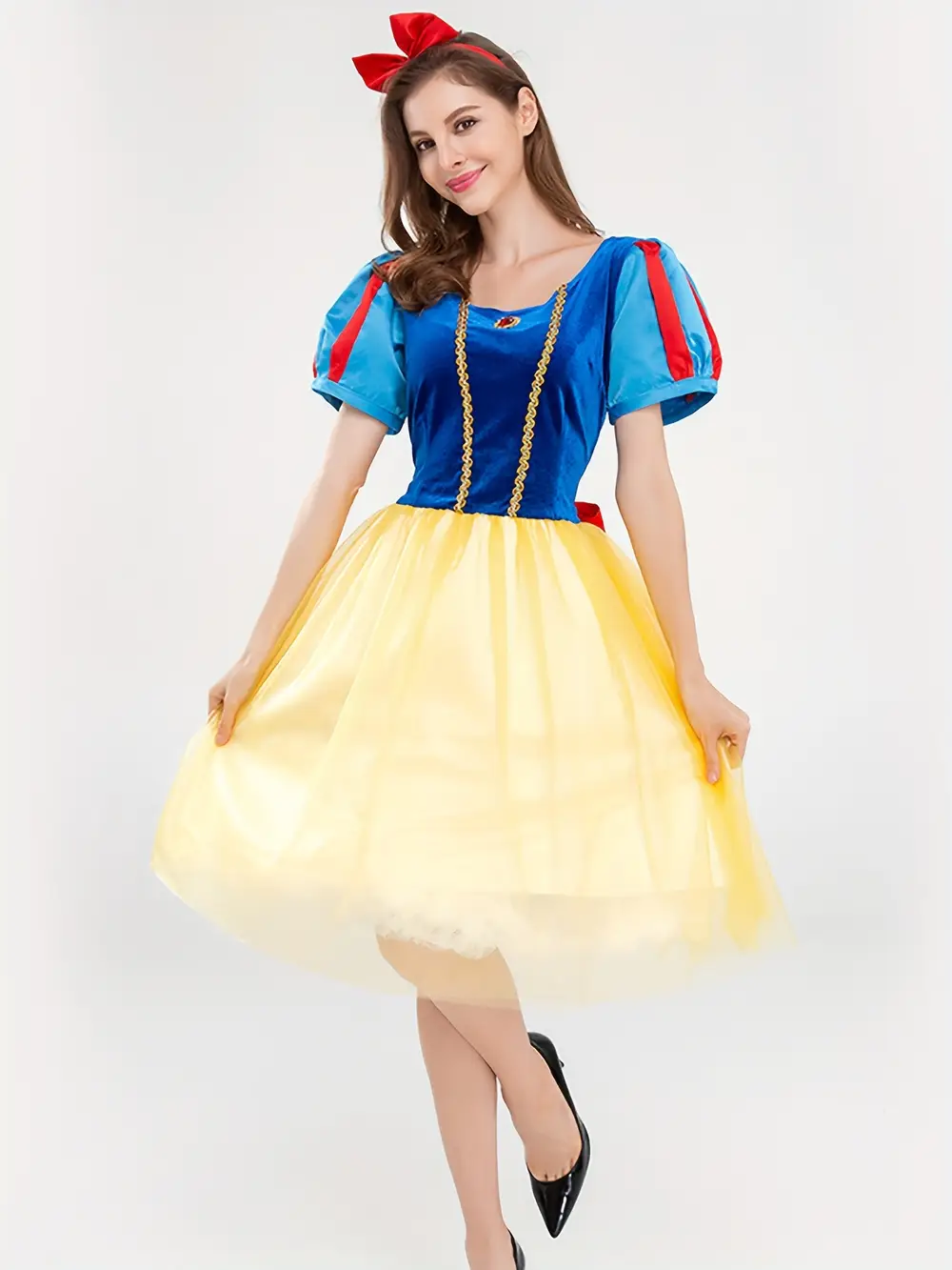 Costume de princesse Blanche-Neige scintillant avec accessoire de coiffure cosplay – Image 5