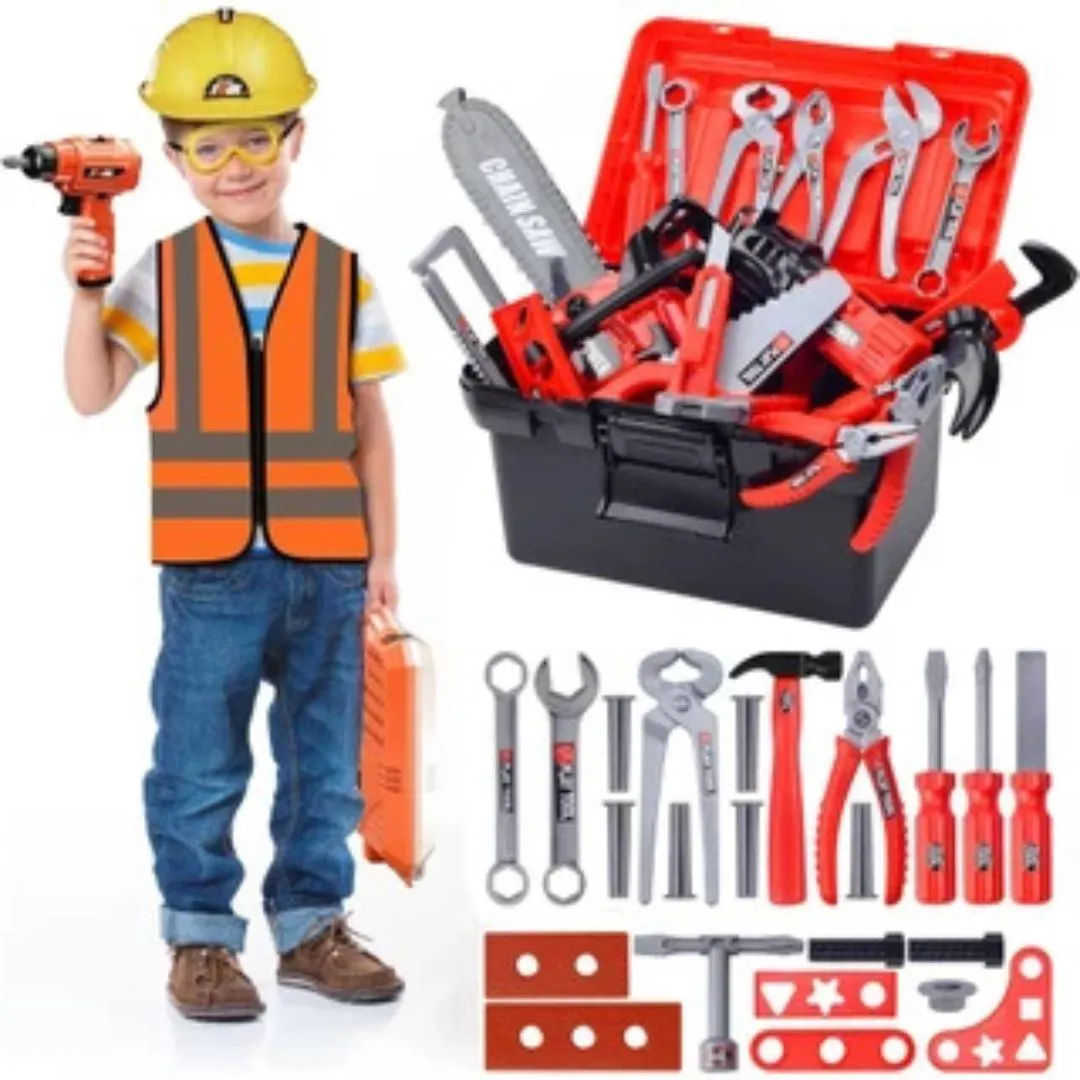 Caisse a outils enfant – Jeu éducatif en bois pour petits bricoleurs – Développe motricité et imagination – Image 4