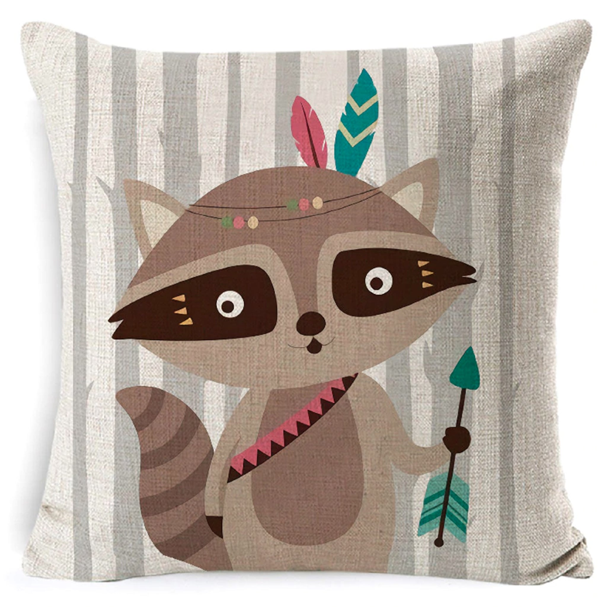 Housse de coussin – La tribu raton laveur