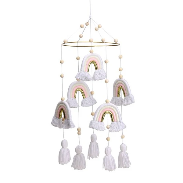 Mobile Bébé Arc-En-Ciel – Blanc & Doré – Image 5