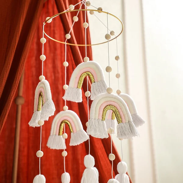 Mobile Bébé Arc-En-Ciel – Blanc & Doré – Image 2