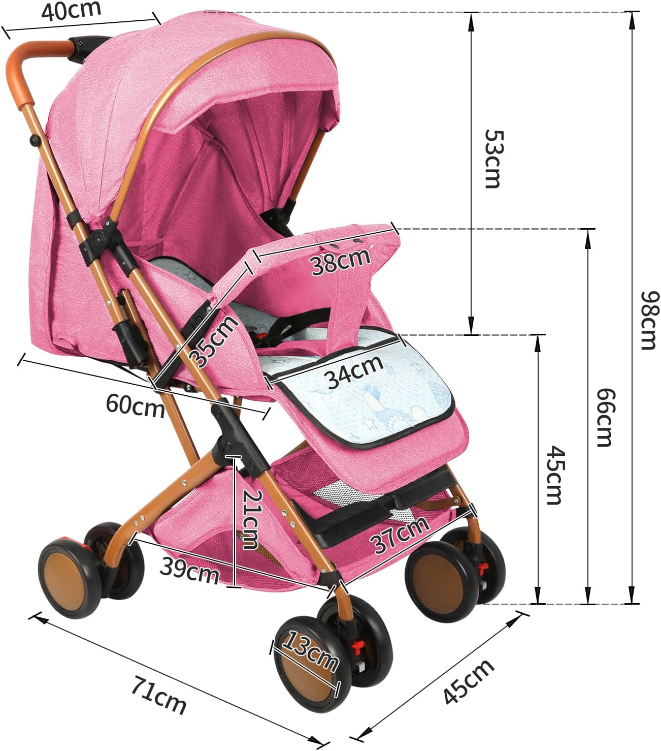 OHMG Poussette 3 Roues Évolutive – Tricycle Enfant 5 En 1 – Siège Inclinable, Pliage Compact, Jusqu’à 25 Kg – Dès 10 Mois