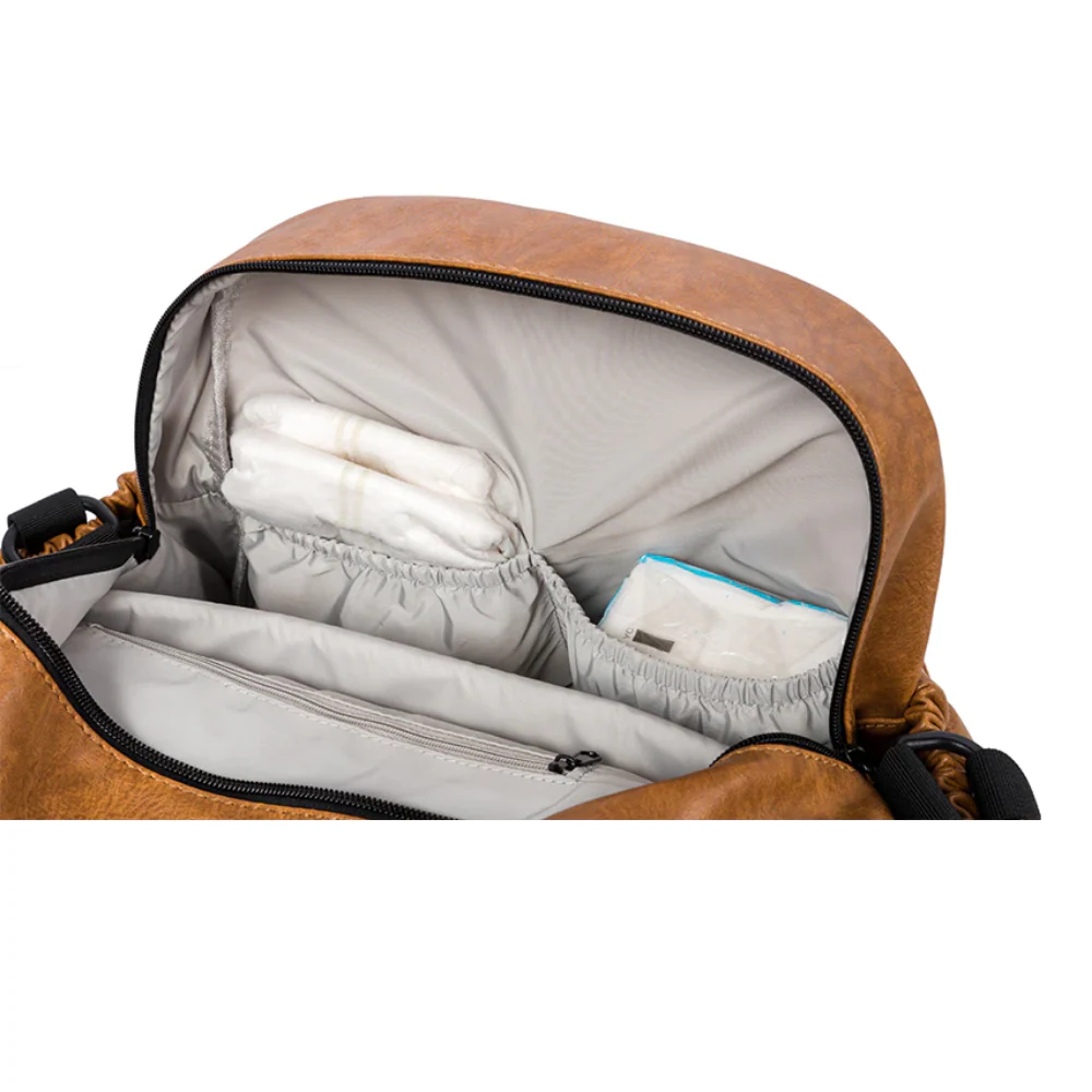 Sac à langer à dos cuir synthétique camel – Image 2