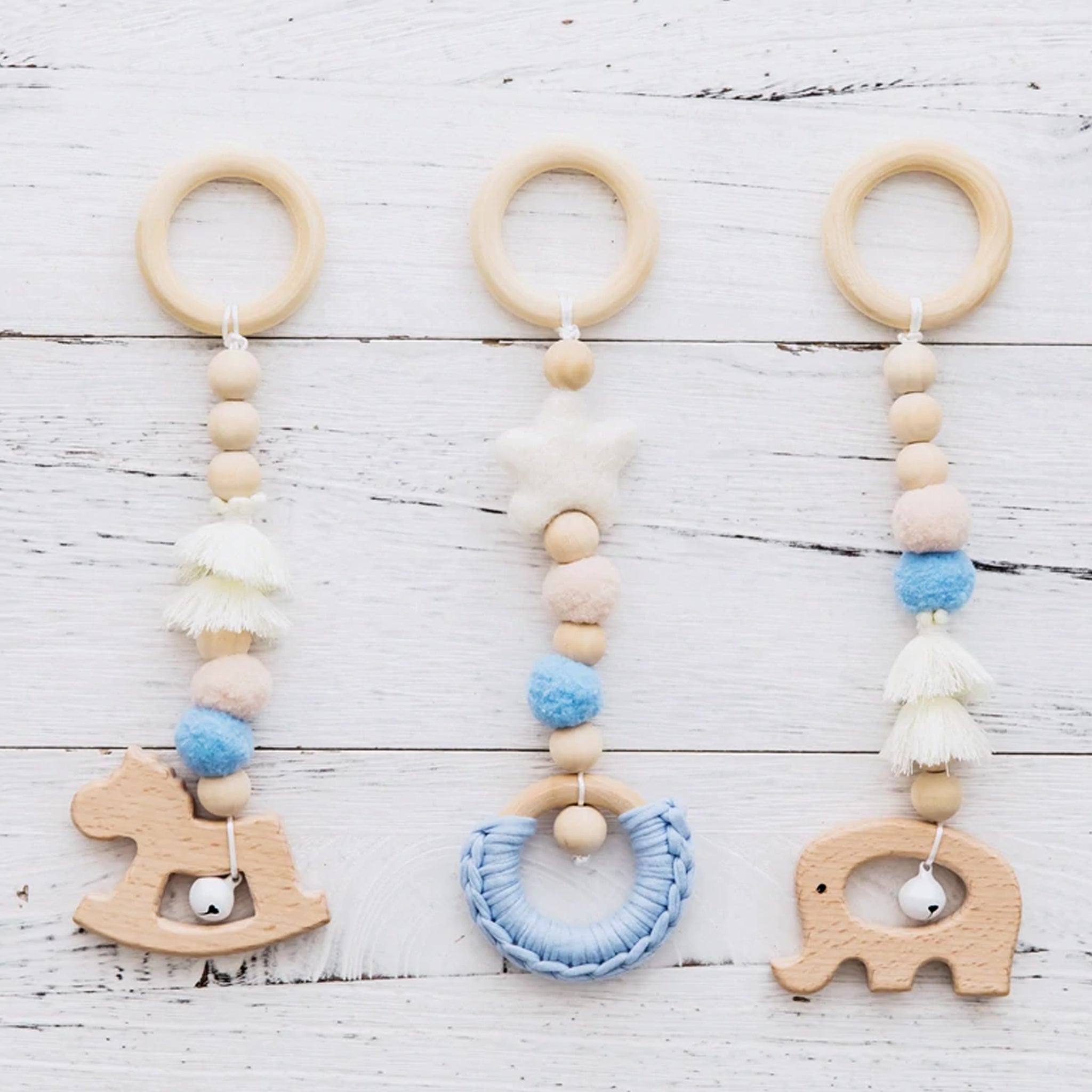 Jouets pour arche d’éveil – Set 3 pièces – Bleu