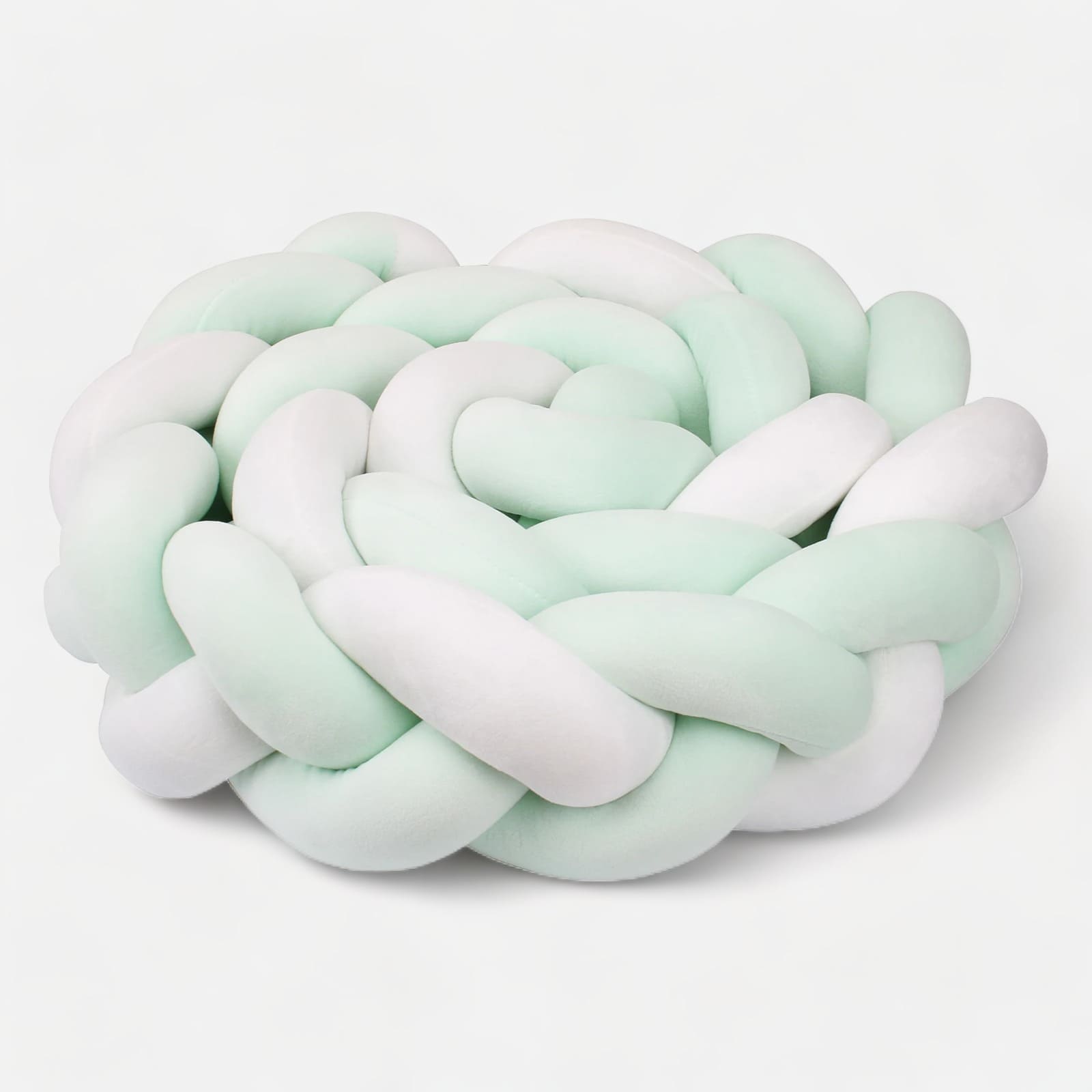 Tour de Lit Tressé Blanc – Vert menthe