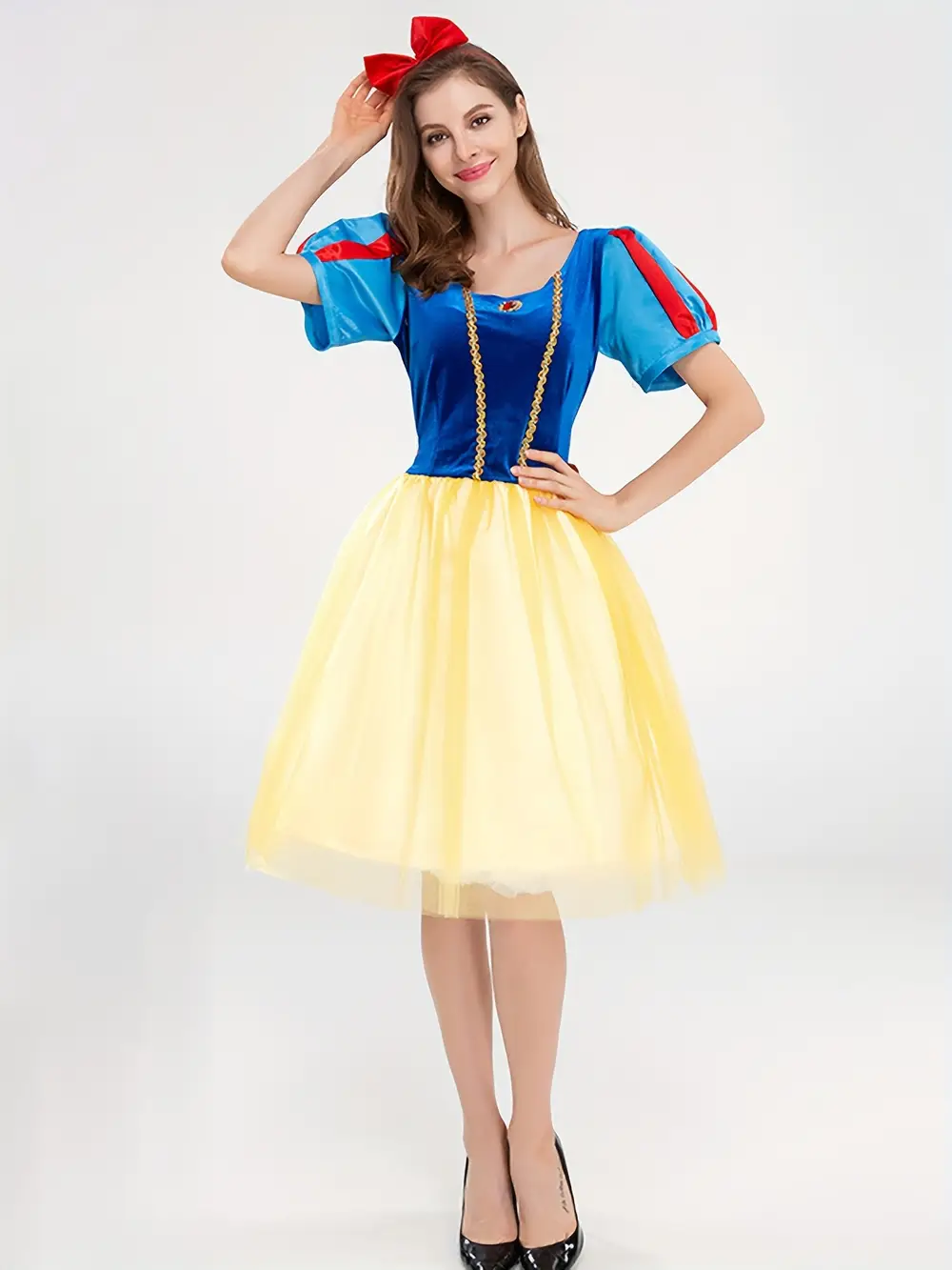 Costume de princesse Blanche-Neige scintillant avec accessoire de coiffure cosplay – Image 2