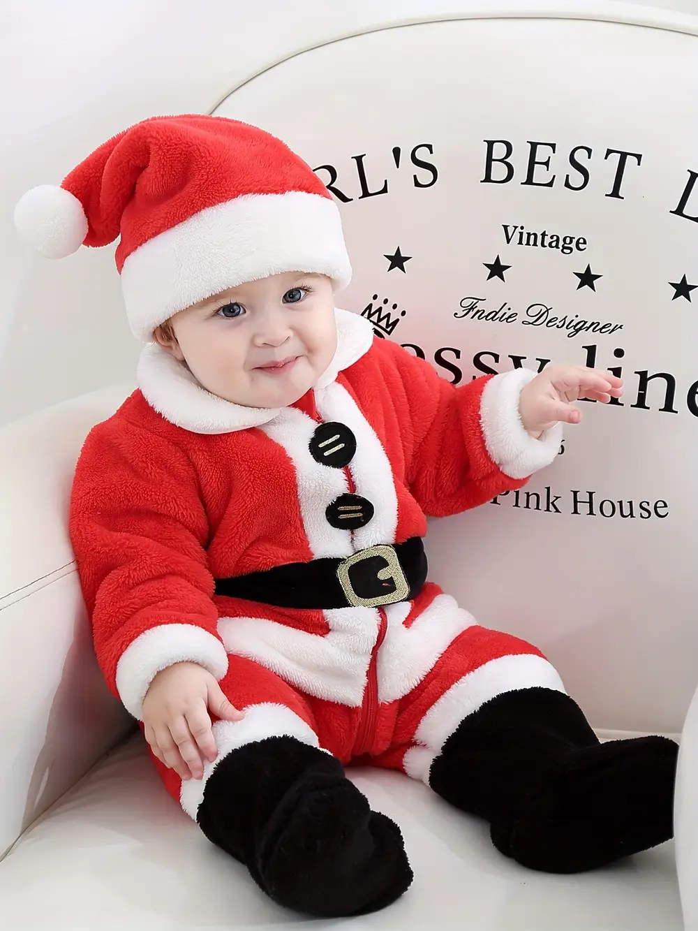 Barboteuse de Noël bébé en velours doux – combinaison chaude festive hiver