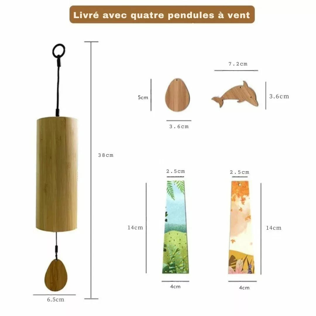 Carillon extérieur en bambou recyclé – Ambiance zen et naturelle pour jardin ou balcon – Éco-responsable et apaisant – Image 7