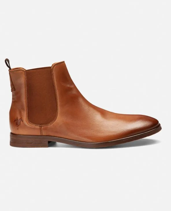 Boots Elastique Cuir CONNOR Cognac – Kost