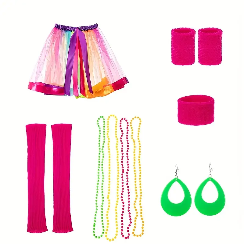 Kit d’accessoires vintage femme années 80 – gants résille, bijoux, lunettes – Image 5