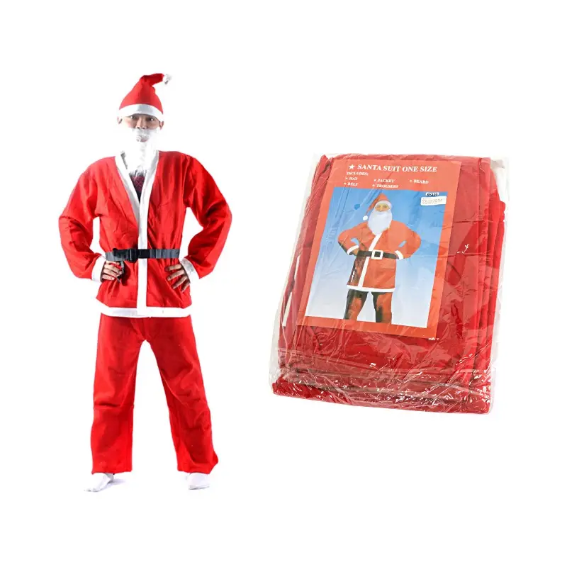 Déguisement de Père Noël complet 5 pièces – costume rouge avec accessoires – Image 5