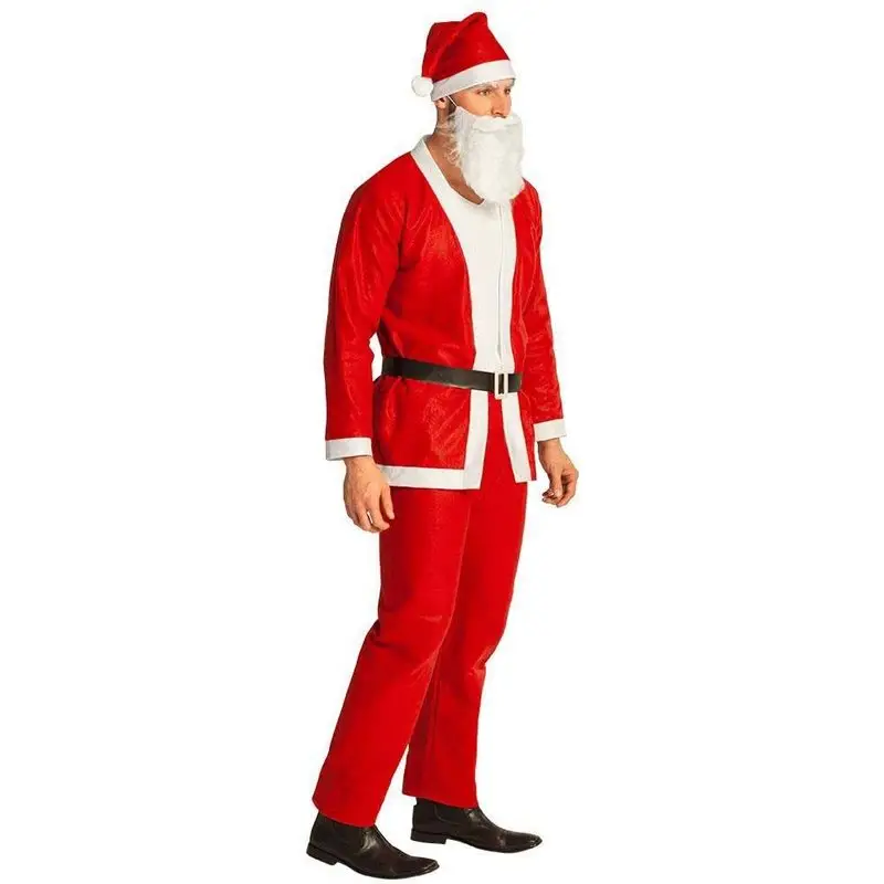 Déguisement de Père Noël complet 5 pièces – costume rouge avec accessoires – Image 7