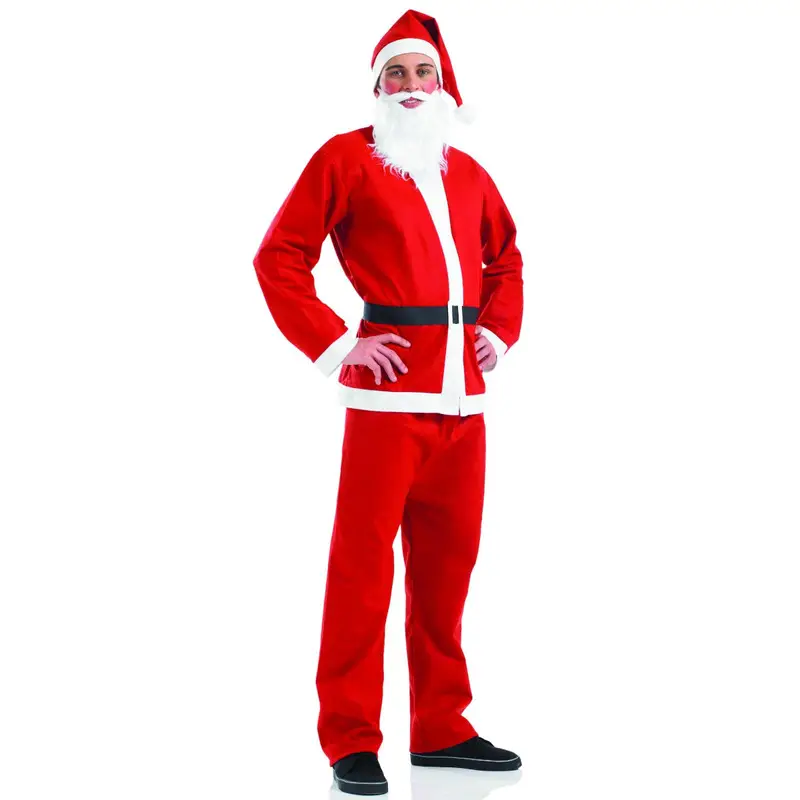 Déguisement de Père Noël complet 5 pièces – costume rouge avec accessoires – Image 6