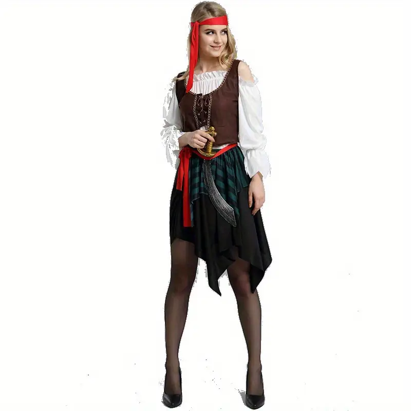 Déguisement pirate adulte style Jack Sparrow – chemise, gilet et ceinture – Image 5