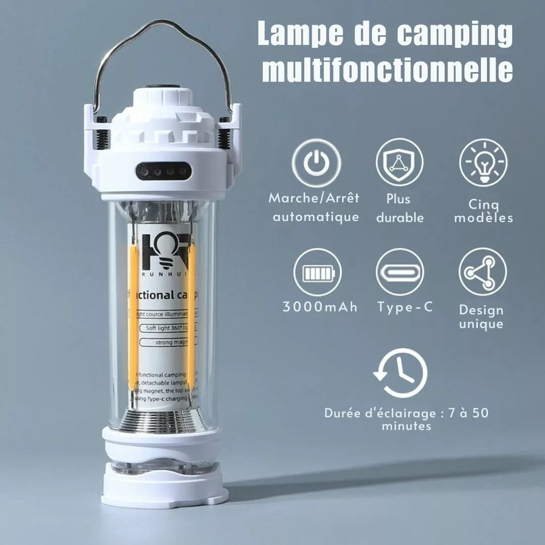 Lanterne portable de camping – lumière LED ultra puissante pour vos nuits en plein air – rechargeable et étanche – Image 3