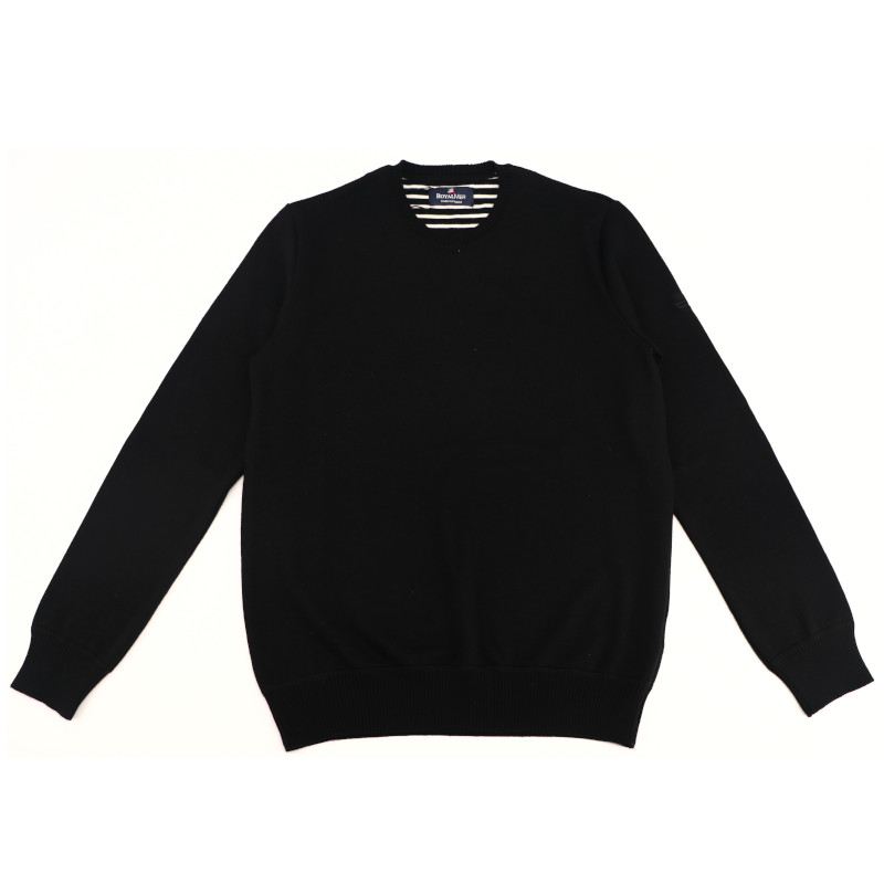 Pull Royal Mer uni col rond Noir – MATHIS – Image 5