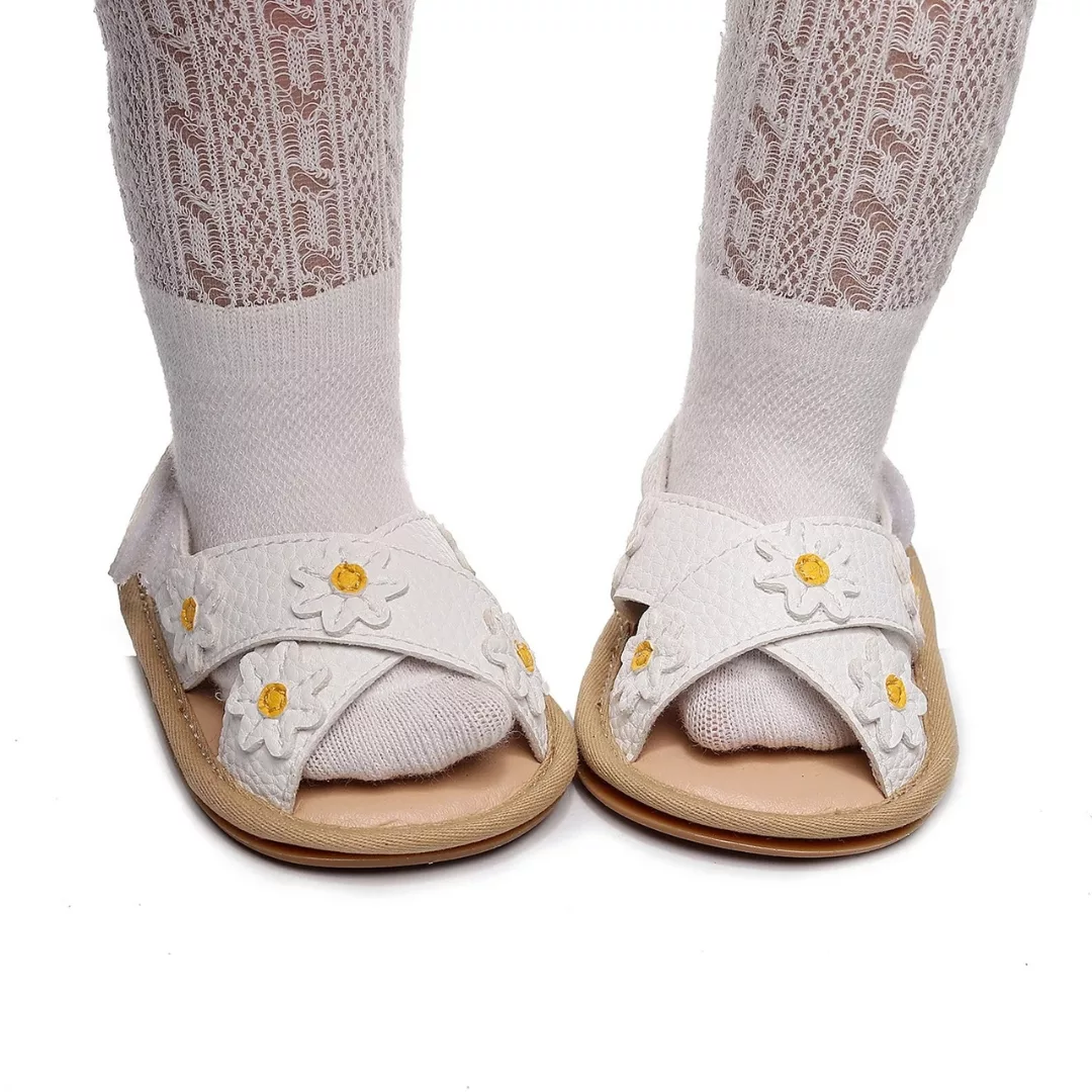 Nu-pieds bébé fille cuir respirant – confort été, anti-transpiration, souples et sécurisants