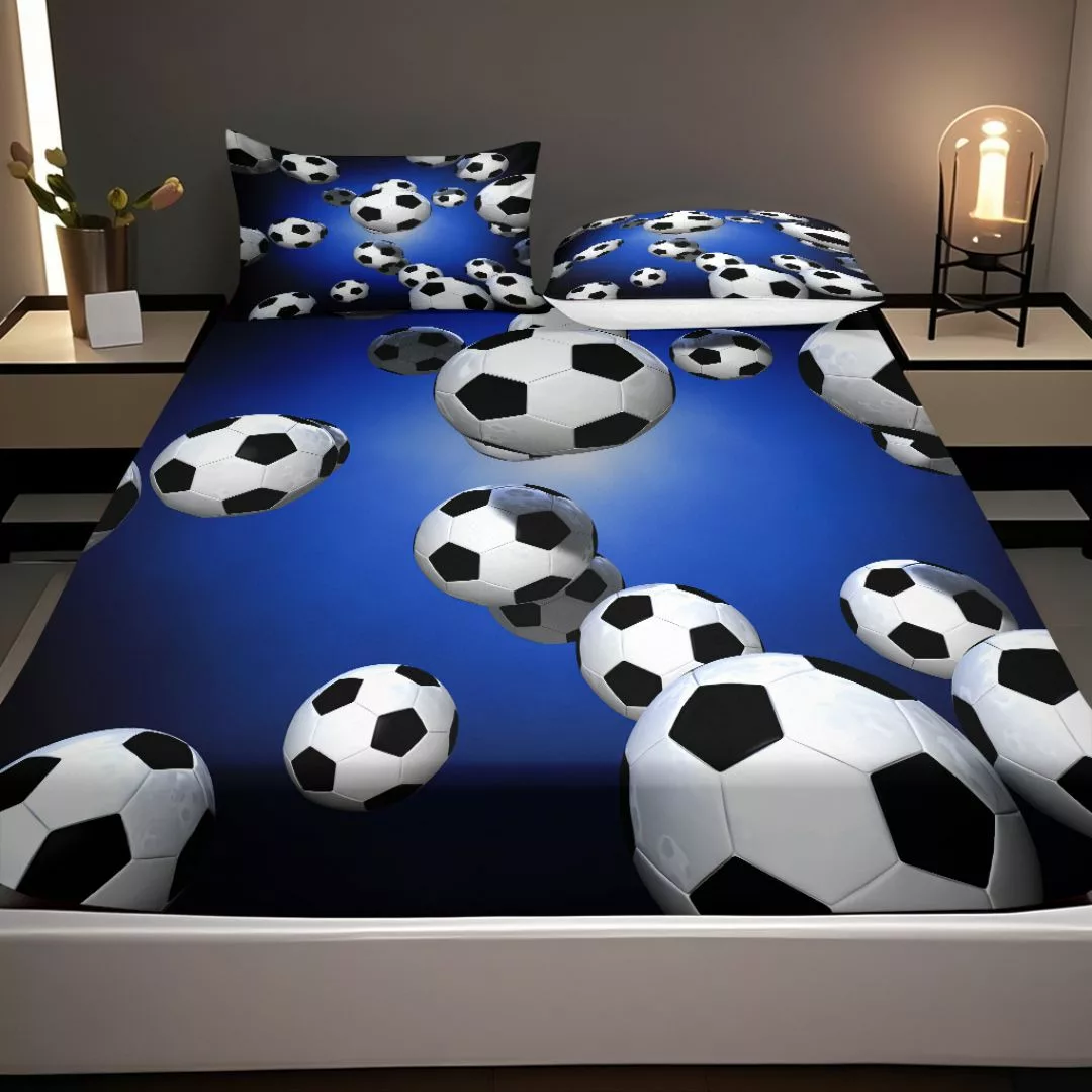 Parure de lit ballons de foot 3D – Ambiance sportive pour chambre d’enfant – Confort ultra doux et design réaliste – Image 6
