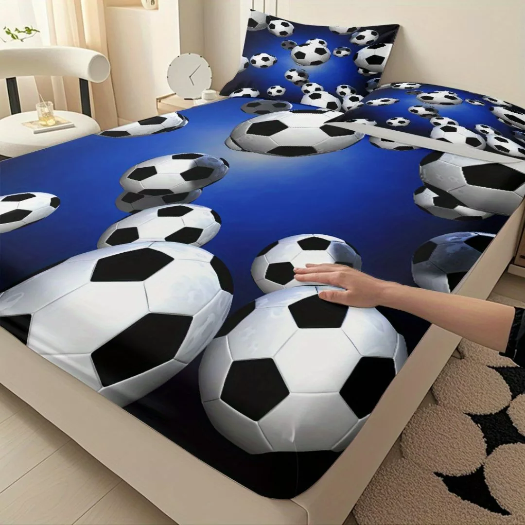 Parure de lit ballons de foot 3D – Ambiance sportive pour chambre d’enfant – Confort ultra doux et design réaliste – Image 7
