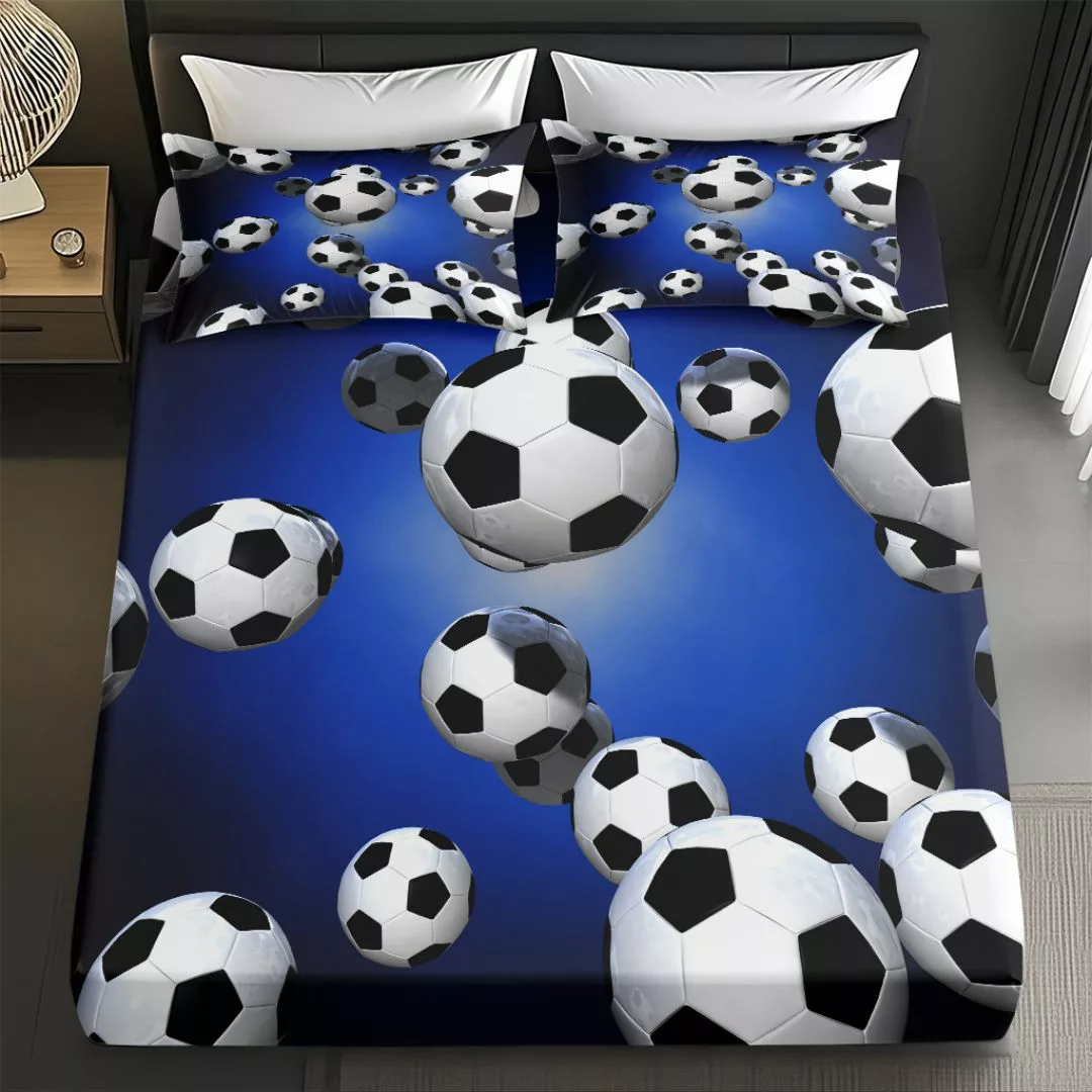 Parure de lit ballons de foot 3D – Ambiance sportive pour chambre d’enfant – Confort ultra doux et design réaliste – Image 5