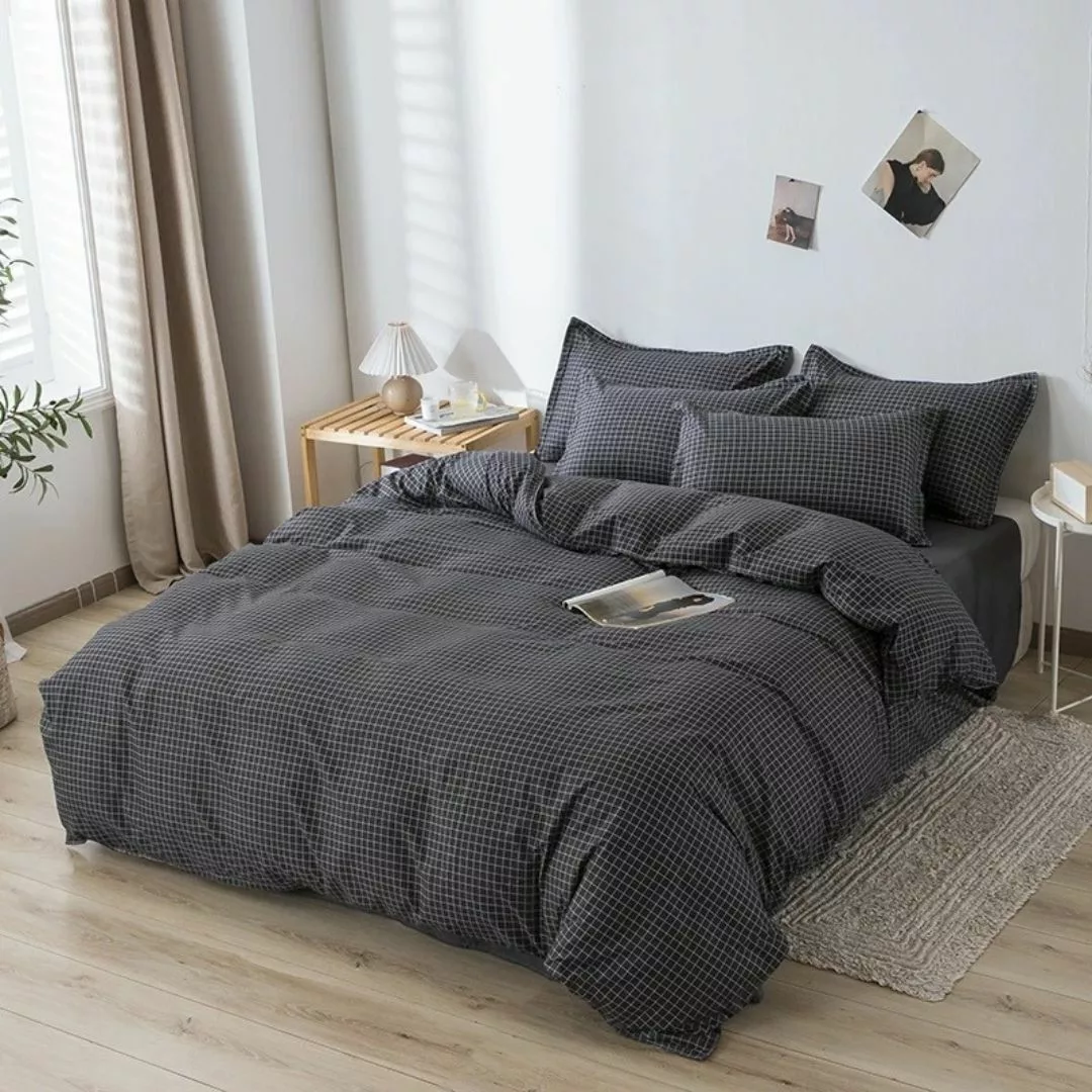 Parure de lit carreaux noirs minimalistes – Élégance moderne et sommeil raffiné – Style épuré pour chambre design – Image 8