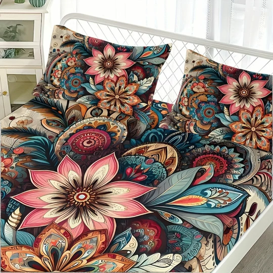 Parure de lit fleurs mandala psychédélique – Image 7