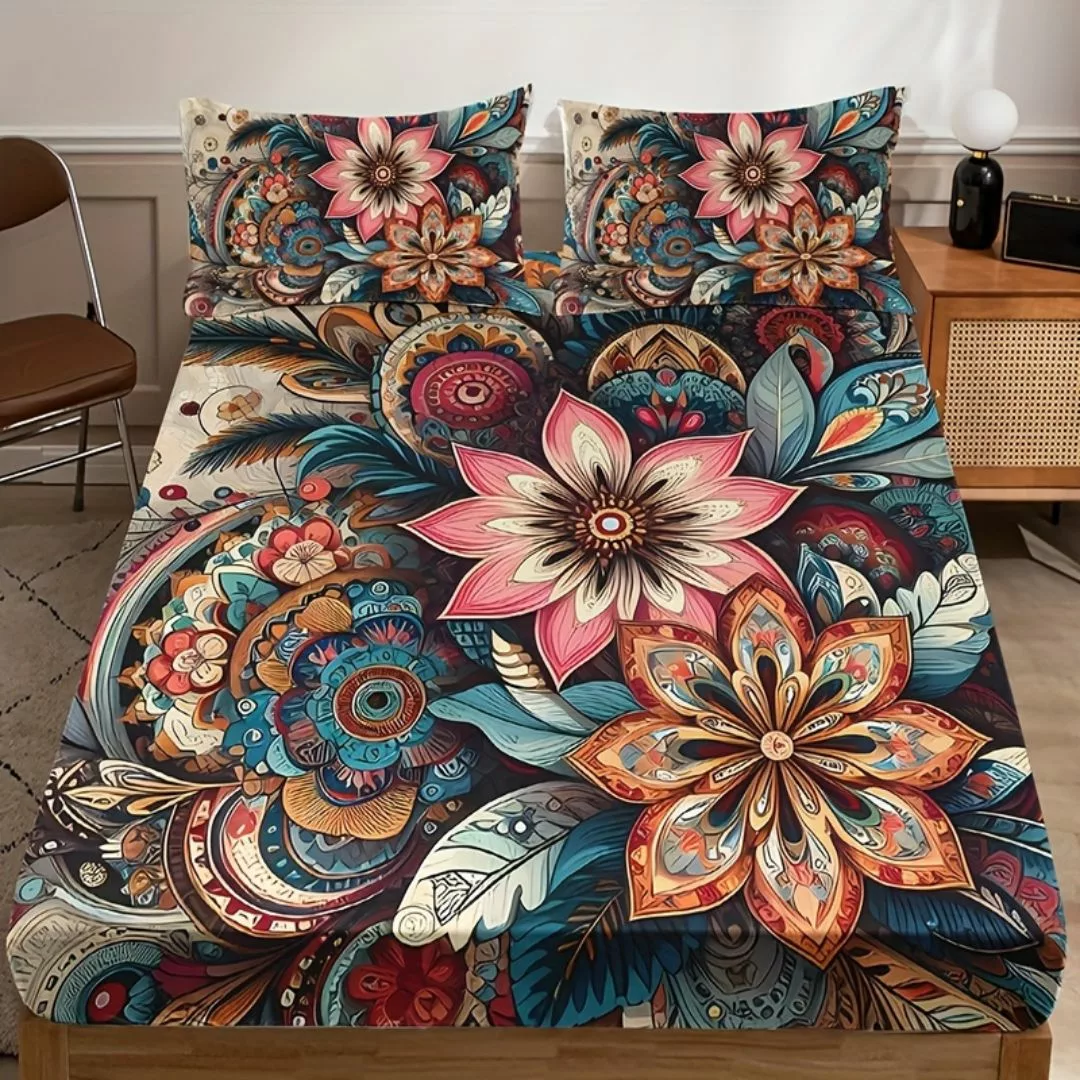 Parure de lit fleurs mandala psychédélique – Image 2