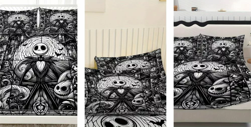 Parure de lit Jack Skellington gothique – Ambiance sombre et stylée pour chambre ado ou adulte fan de Tim Burton – Image 2