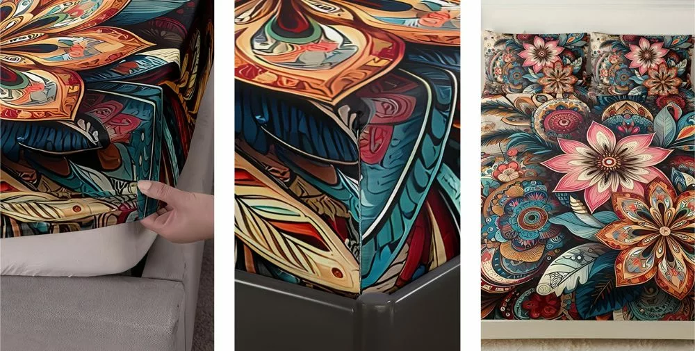 Parure de lit fleurs mandala psychédélique – Image 4