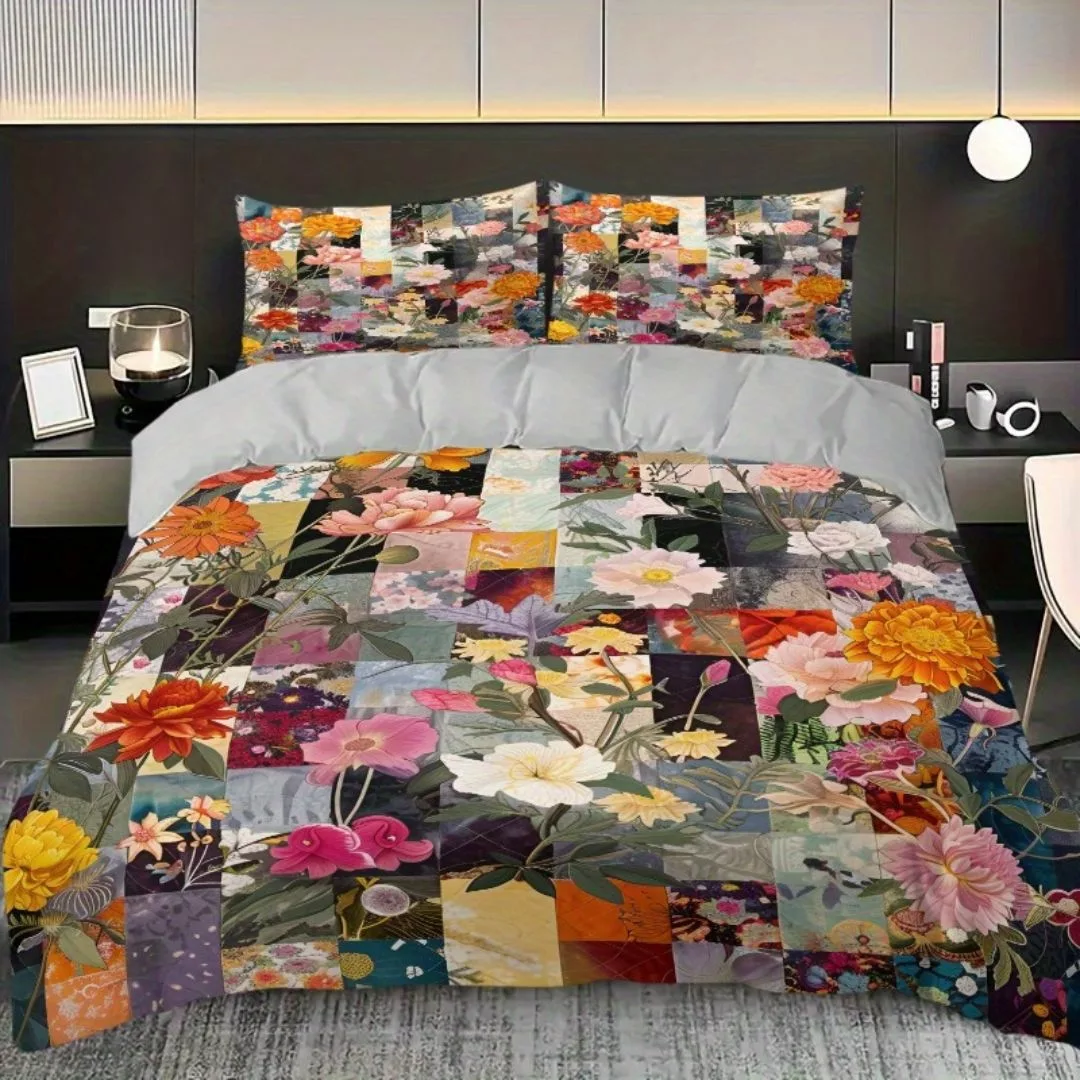 Parure de lit patchwork fleurs vintage – Ambiance bohème chic pour une chambre romantique et chaleureuse – Image 4