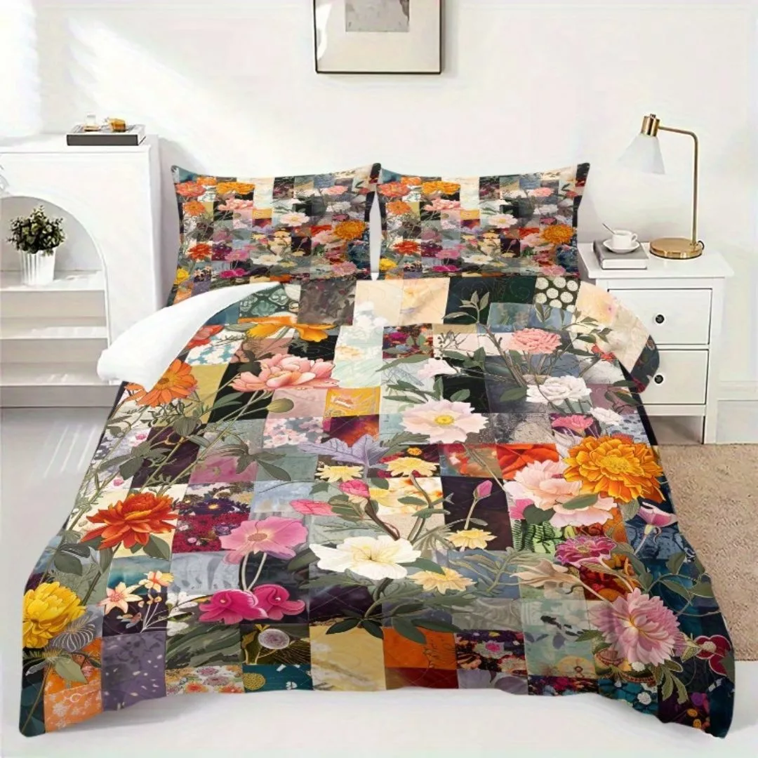 Parure de lit patchwork fleurs vintage – Ambiance bohème chic pour une chambre romantique et chaleureuse – Image 7