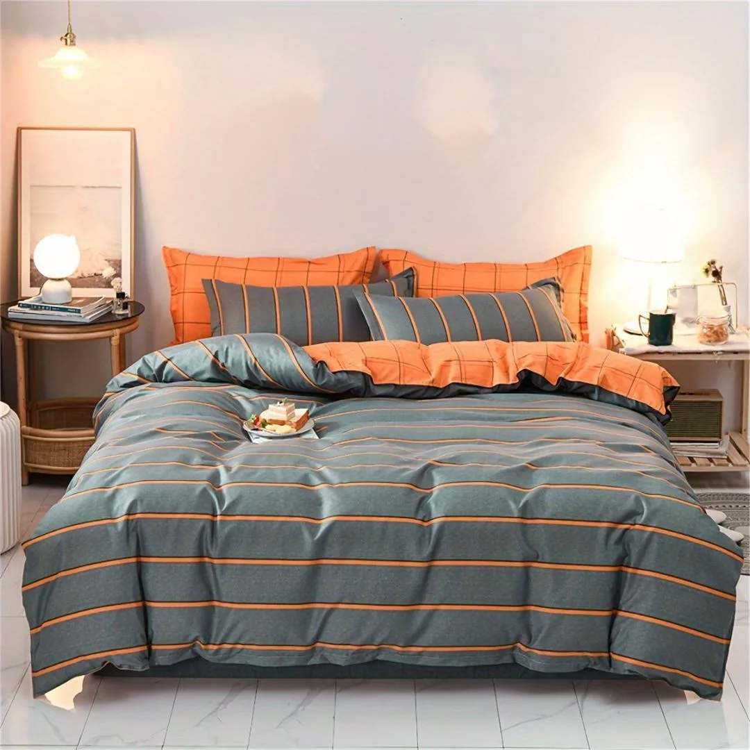 Parure de lit rayures contrastées modernes – Style élégant et contemporain pour chambre tendance – Confort doux et respirant