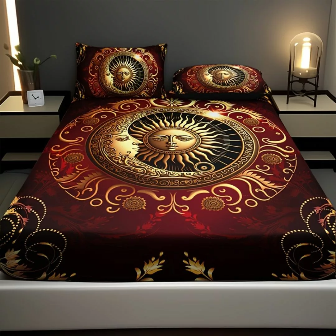 Parure de lit soleil lune dorés royaux – Élégance mystique et confort luxueux pour des nuits féériques – Image 7