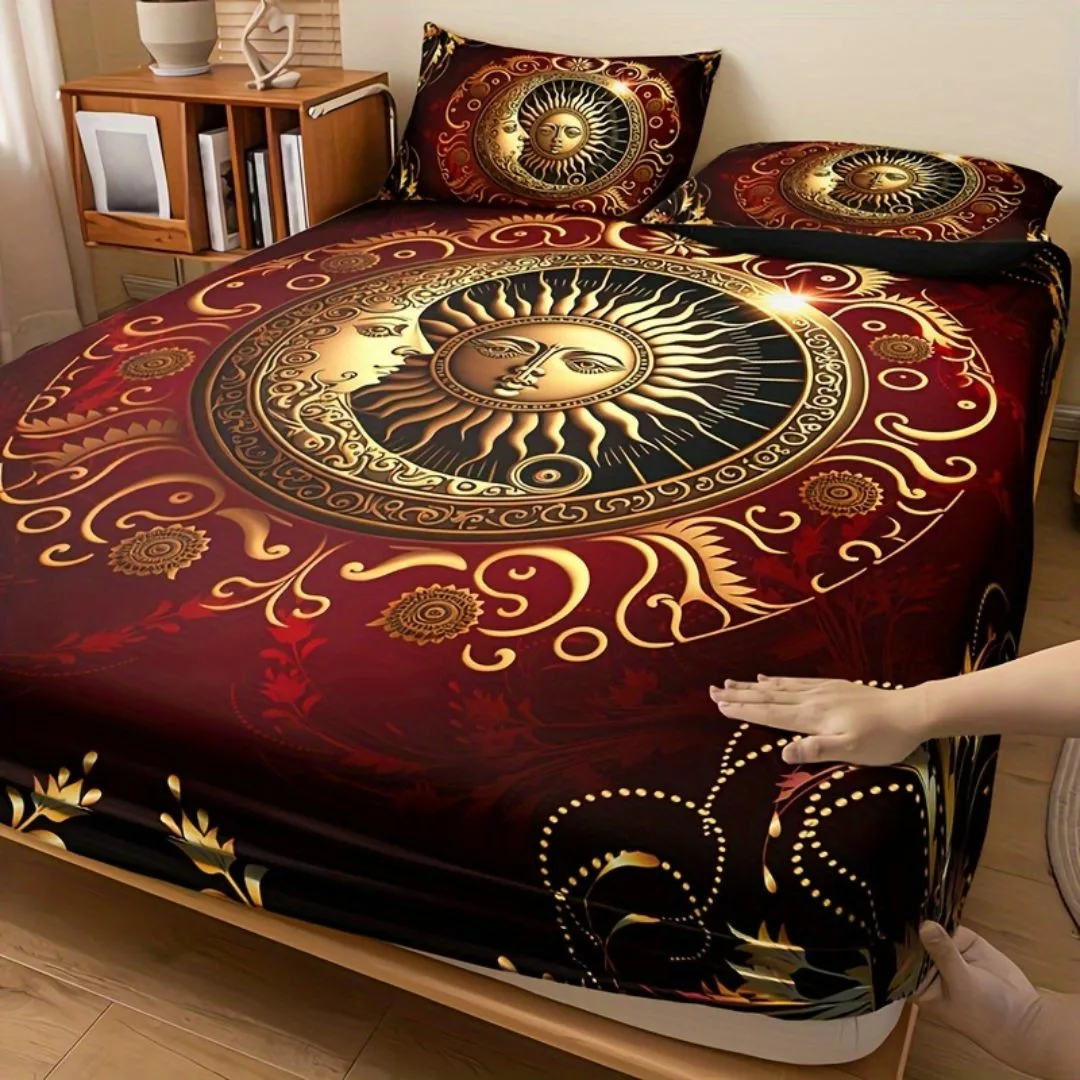 Parure de lit soleil lune dorés royaux – Élégance mystique et confort luxueux pour des nuits féériques – Image 8