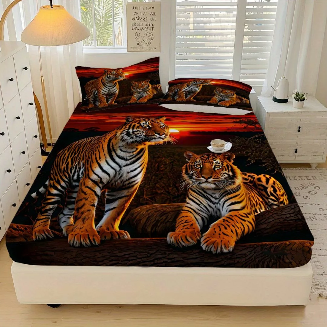 Parure de lit tigres au coucher du soleil – Ambiance sauvage et exotique pour des nuits dépaysantes