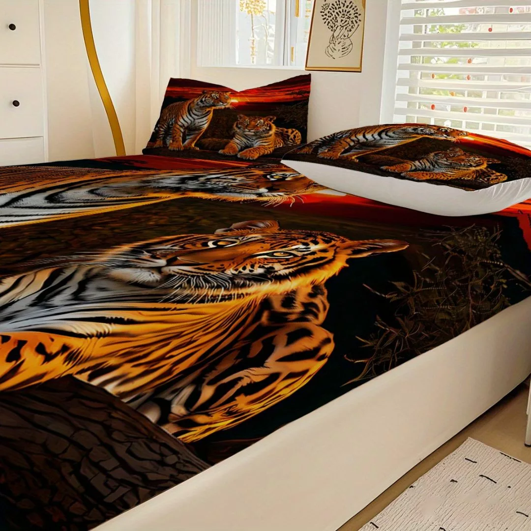 Parure de lit tigres au coucher du soleil – Ambiance sauvage et exotique pour des nuits dépaysantes – Image 4