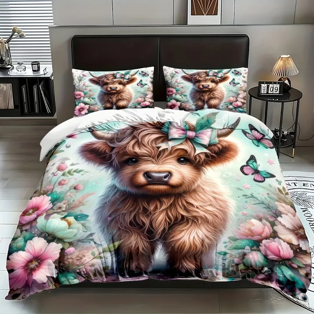Parure de lit vache fleurie féerique – Ambiance champêtre et magique pour des nuits douces et réconfortantes