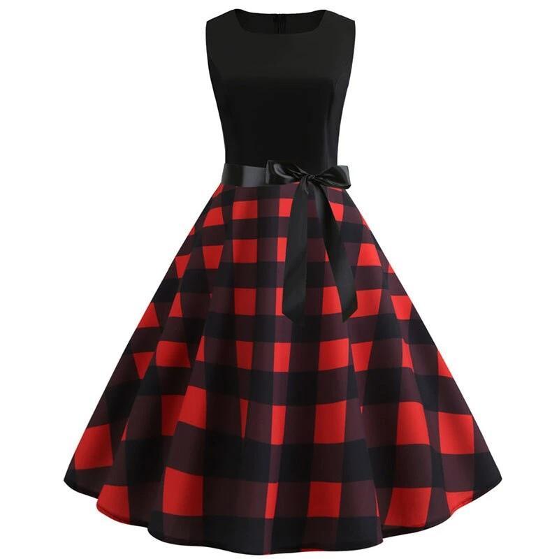 Robe Guinguette damier écarlate et noir