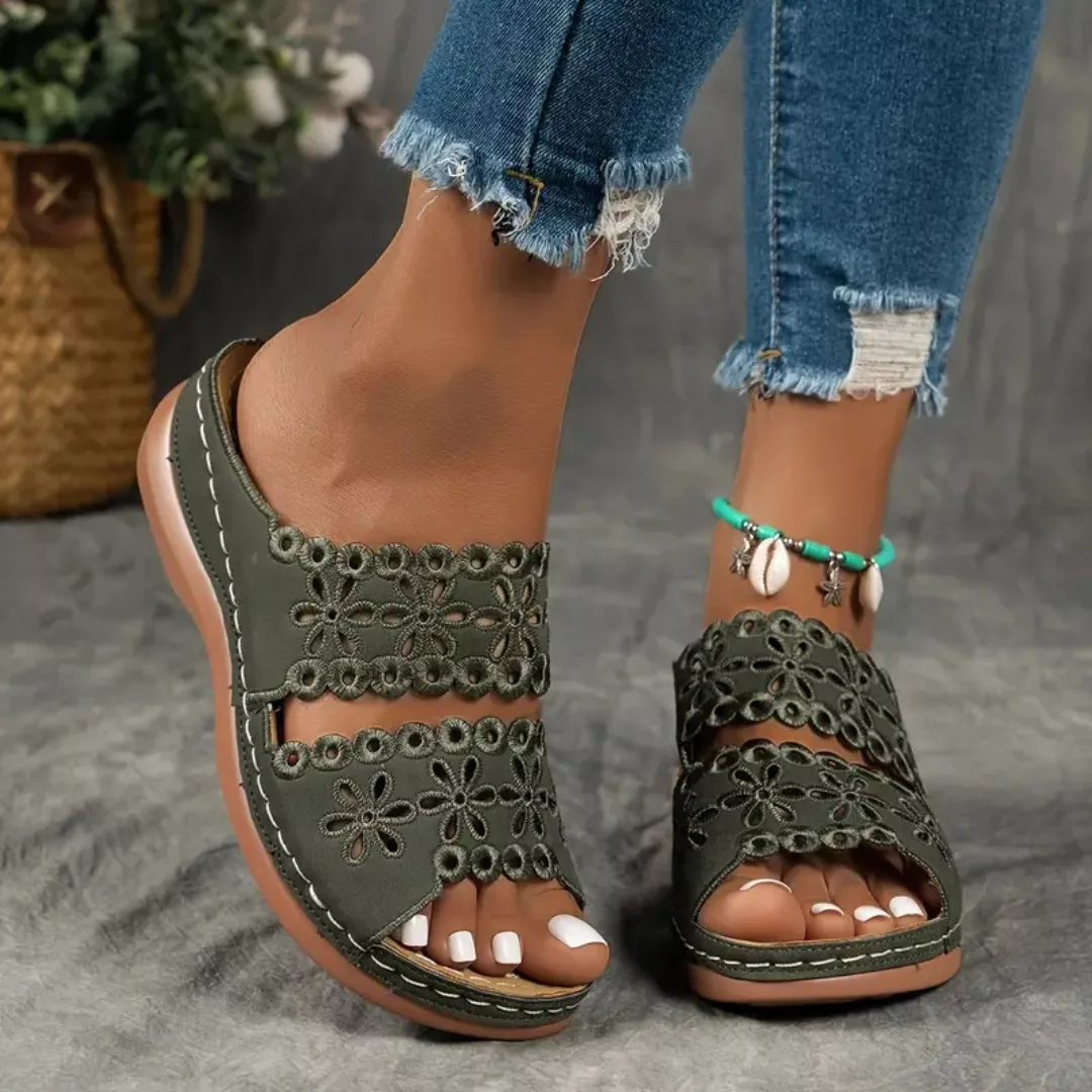 Sandales compensées femme dentelle confort – look chic, semelle légère, maintien parfait tout l’été – Image 5