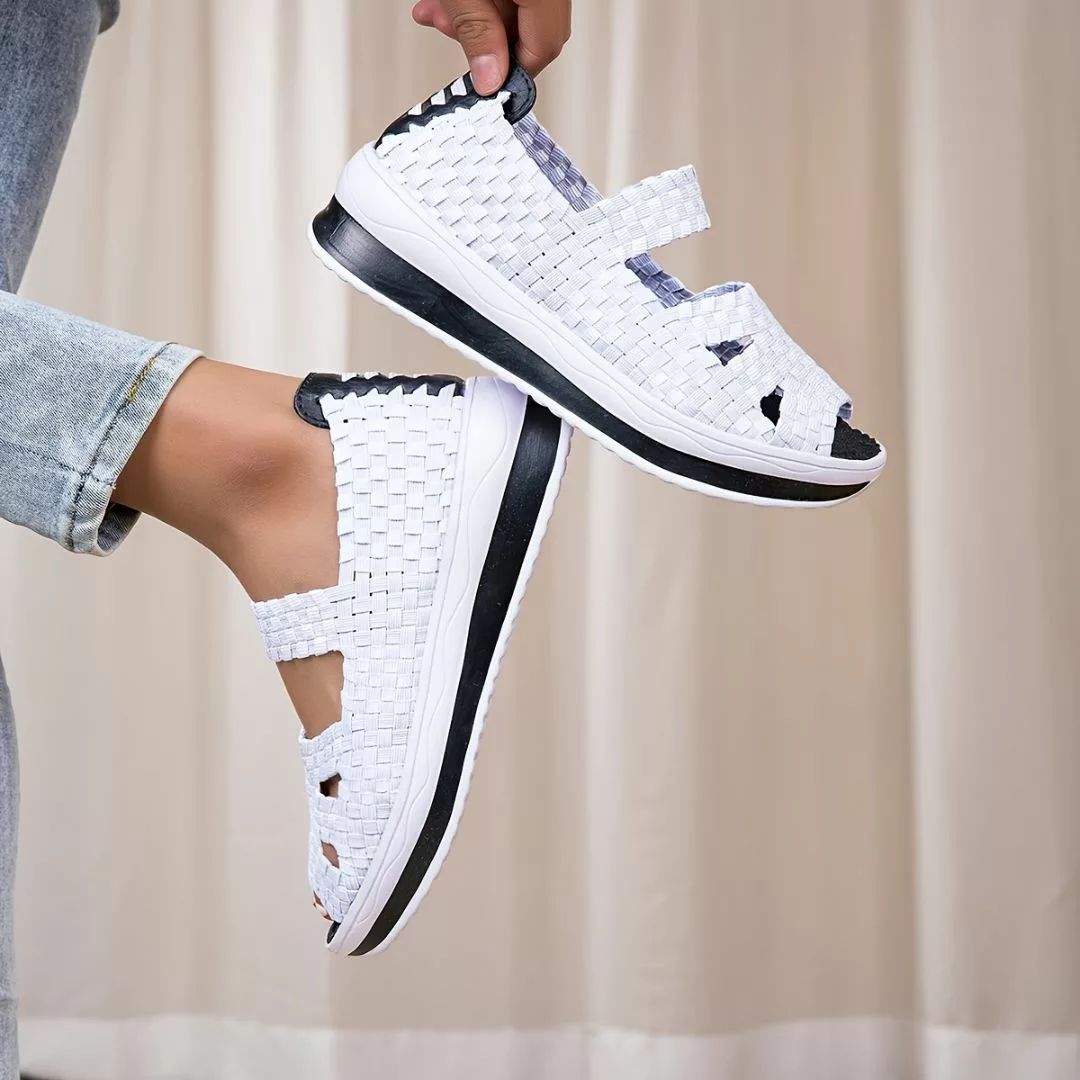 Sandales plateforme femme tressées confort – look estival chic, talon compensé léger, marche sans douleur – Image 5