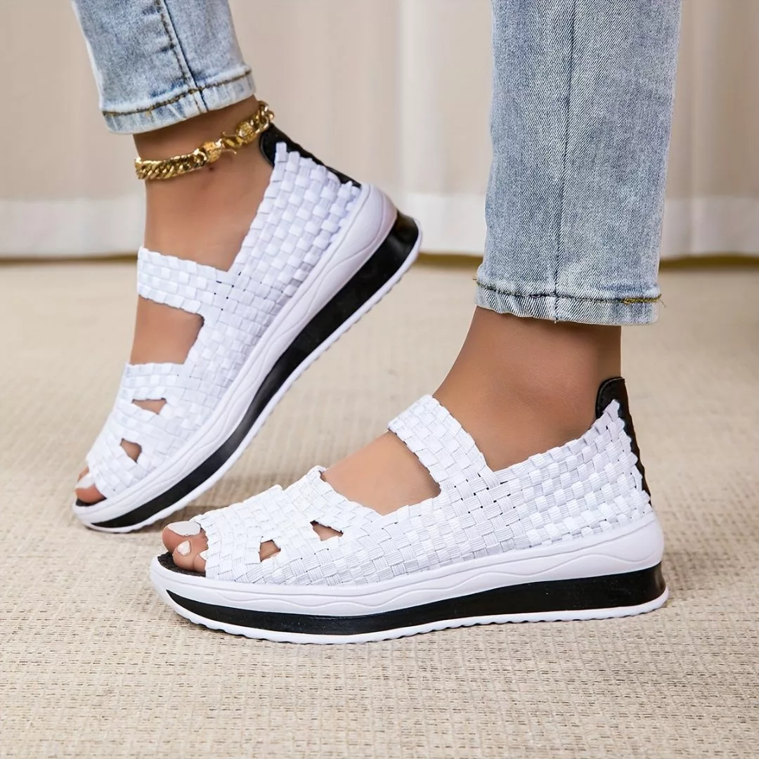Sandales plateforme femme tressées confort – look estival chic, talon compensé léger, marche sans douleur – Image 2