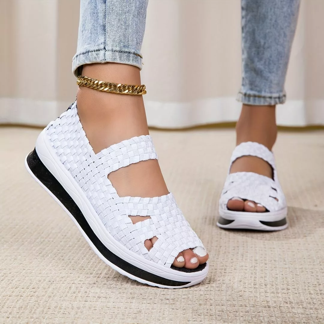 Sandales plateforme femme tressées confort – look estival chic, talon compensé léger, marche sans douleur – Image 4