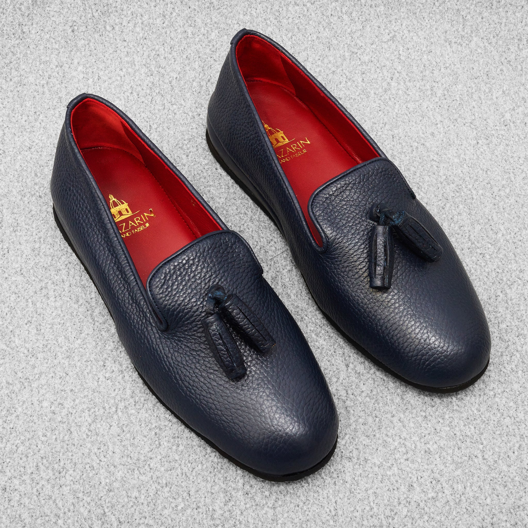 Chaussons Bleu marine - Cuir grainé – Image 2