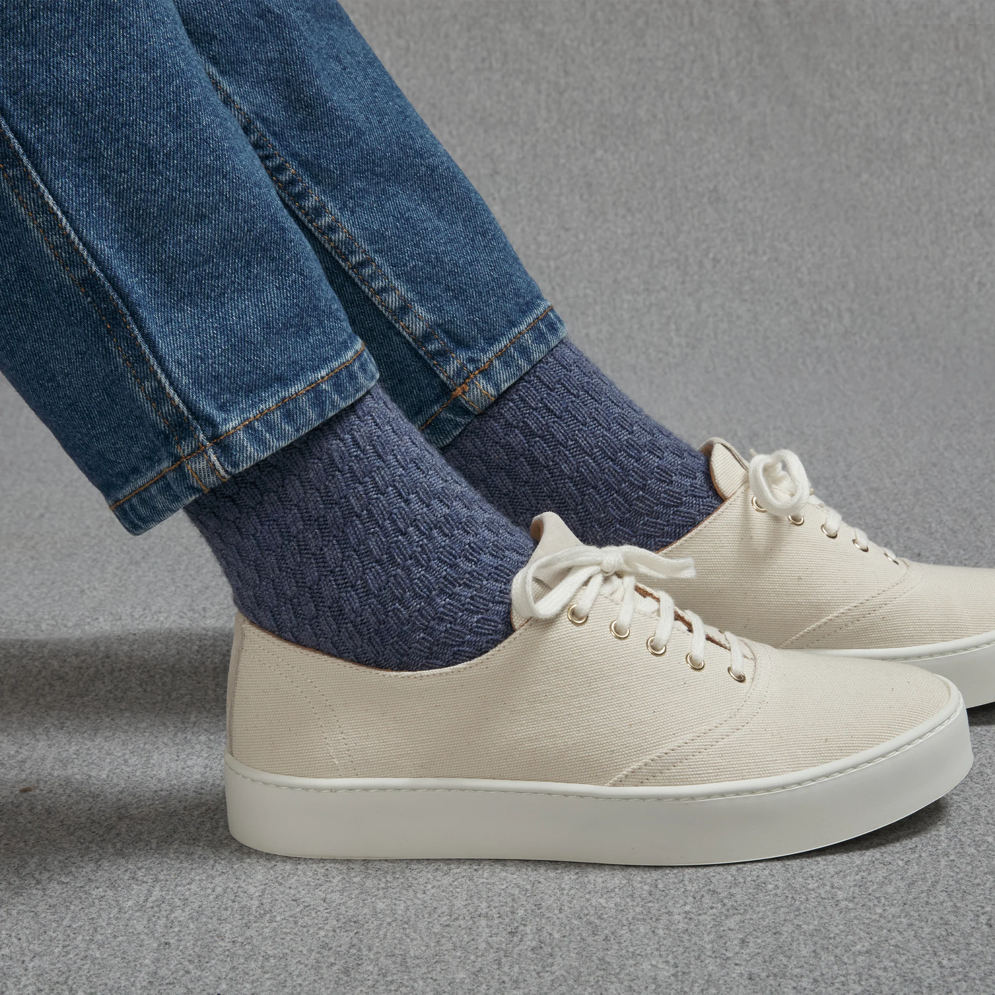 Bleu denim - Laine nattée – Image 2